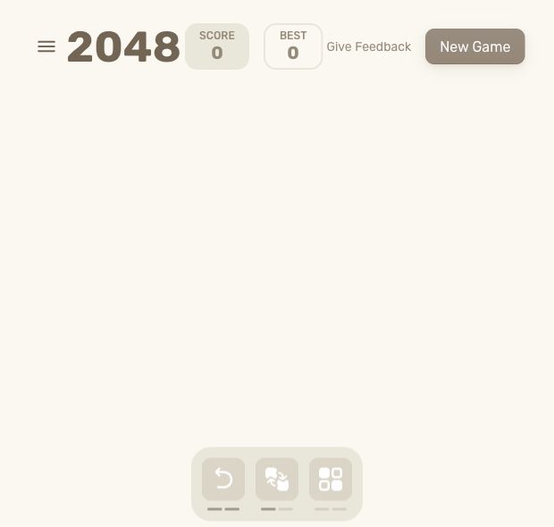 2048 original browser game board at a new game